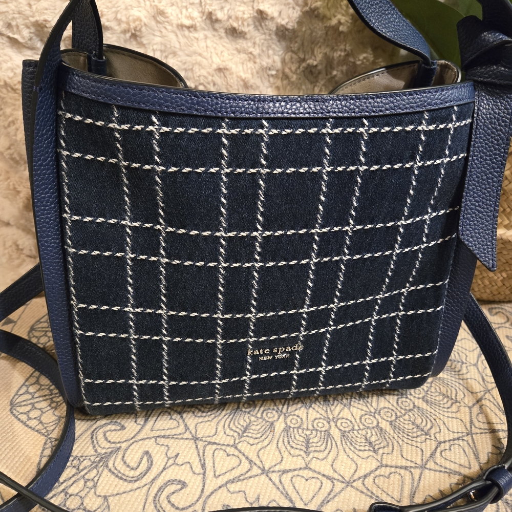 Kate Spade Navy Windowpane Crossbody Bag